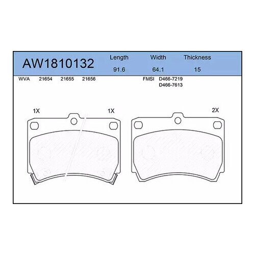 AYWIPARTS AW1810132 колодки тормозные передние Rio (Рио) 05, Mazda (Мазда) 121 1.3 91-95 / 323 98 / mx-3 91