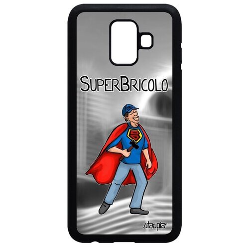 фото Яркий чехол на смартфон // samsung galaxy a6 2018 // "супермастер" комичный рисунок, utaupia, серый