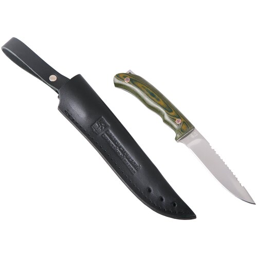 Нож Цельнометаллический Кайман (сталь 95x18, микарта жёлто-зеленая)