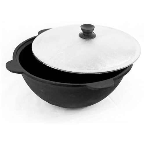 Узбекский чугунный казан (круглое дно) 10 л с крышкой Наманган