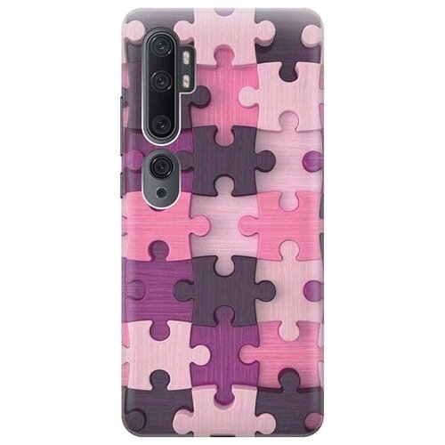 фото Ультратонкий силиконовый чехол-накладка для xiaomi mi note 10 / 10 pro с принтом "сиреневый паззл" gosso