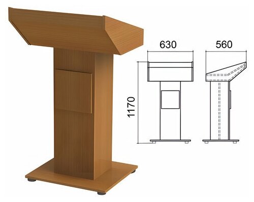 Трибуна кафедра напольная "Монолит", 630х560х1170 мм, цвет орех гварнери, ТЛ03.3