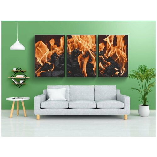 фото Набор модулных постеров для интерьера "огонь, пламя, деньги" 60x90 см. в тубусе, без рамки lotsprints