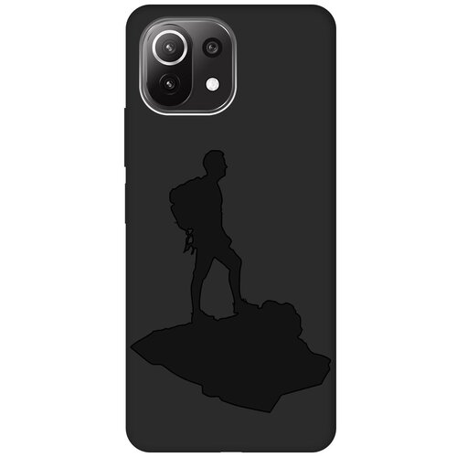 Матовый чехол Trekking для Xiaomi Mi 11 Lite 4G / Сяоми Ми 11 Лайт с эффектом блика черный матовый чехол trekking для xiaomi mi 6 сяоми ми 6 с эффектом блика черный