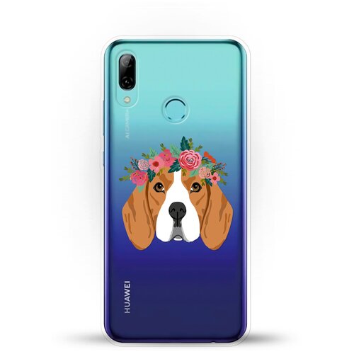 фото Силиконовый чехол бигль с цветами на huawei p smart (2019) andy & paul