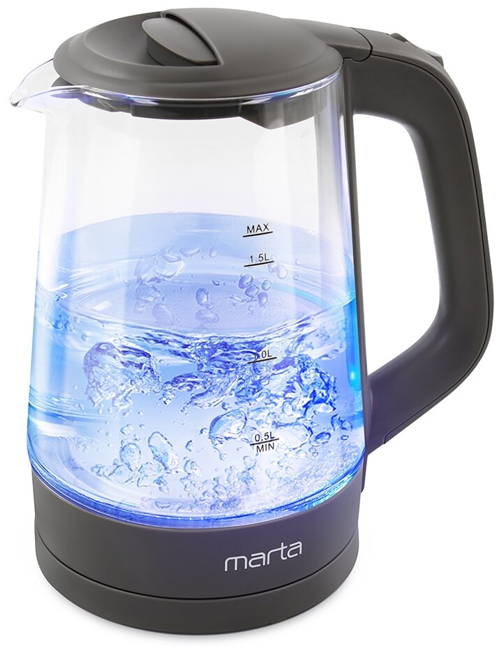 Чайник электрический Marta MT-4573 стеклянный серый гранит