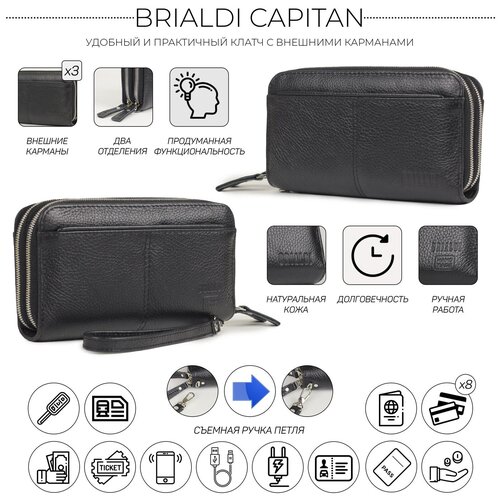 Мужской клатч Brialdi Capitan Черный relief black