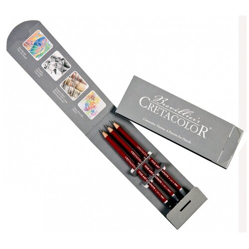 фото Набор из 3 профессиональных чернографитовых карандашей creta color "cleos" в блистере, твердостью h, hb, b cretacolor