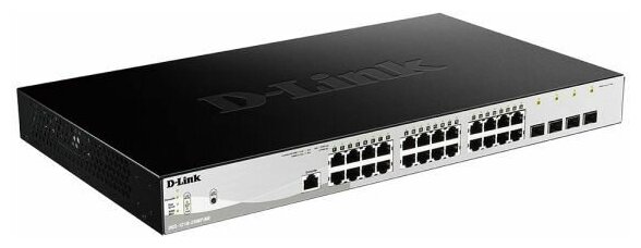 Коммутатор D-Link DGS-1210-28MP/ME/B2A Управляемый L2 коммутатор с 24 портами 10/100/1000Base-T и 4 портами 1000Base-X SFP (24 порта PoE 802.3af/at, PoE-бюджет 370 Вт)