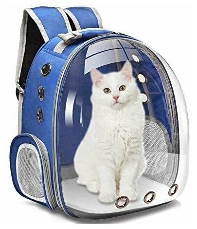 Рюкзак переноска для животных с окном для обзора 310*420*280 мм, синий - фотография № 6