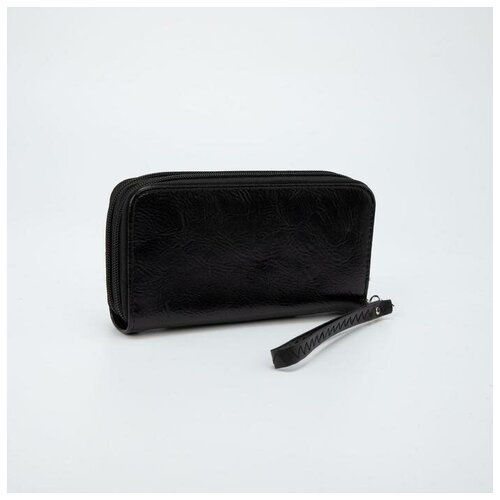 фото Кошелёк на молнии, с ручкой, цвет чёрный хорошее настроение