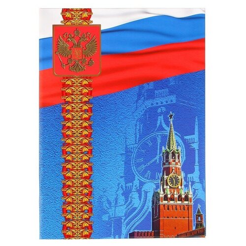 папка бархатная поздравительная символика рф синяя Адресная папка Официальная символика РФ, А4 3334931