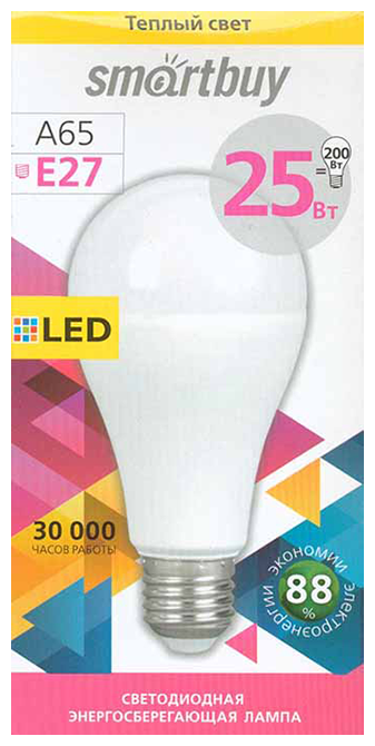 Светодиодная (LED) Лампа, Smartbuy A65-25W/3000/E27 - фотография № 4