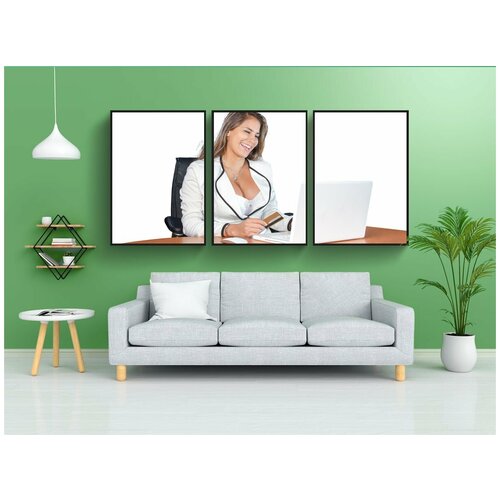 фото Набор модулных постеров для интерьера "офис людей, бизнес-леди, изолированный" 60x90 см. в тубусе, без рамки lotsprints