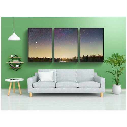 фото Набор модулных постеров для интерьера "звезды, снег, ночь" 60x90 см. в тубусе, без рамки lotsprints