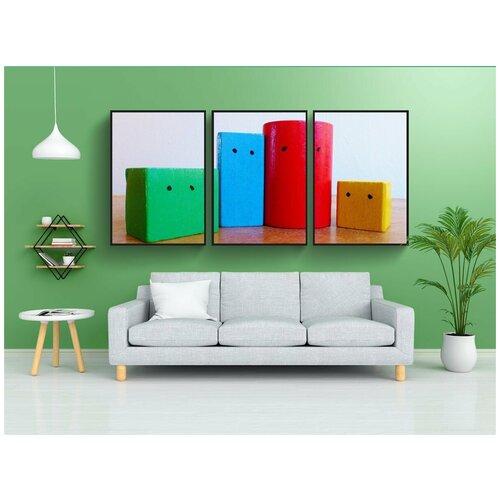 фото Набор модулных постеров для интерьера "деревянные блоки, разноцветный, консалтинг" 60x90 см. в тубусе, без рамки lotsprints