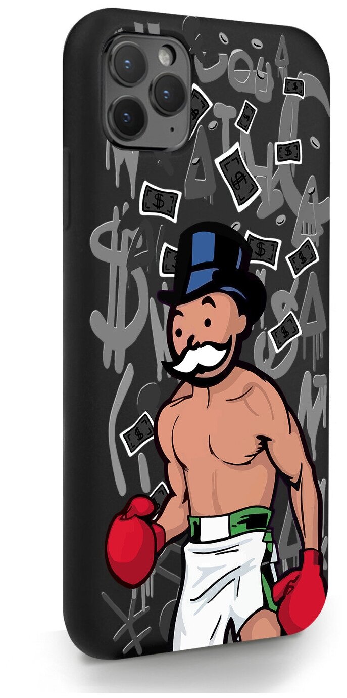 Черный силиконовый чехол MustHaveCase для iPhone 11 Pro Max Monopoly Boxing/ Монополия Боксер для Айфон 11 Про Макс Противоударный