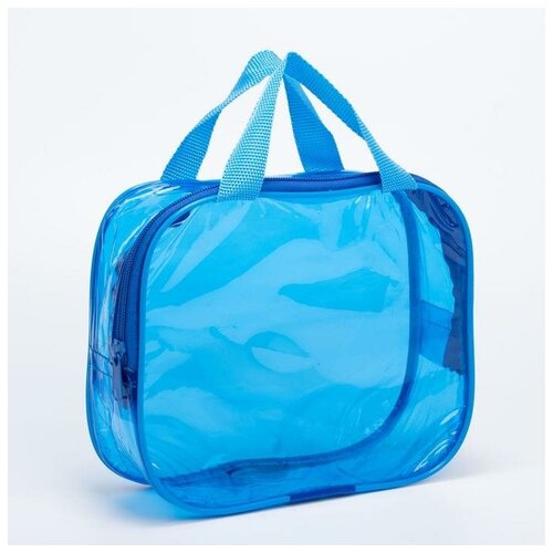 фото Косметичка-сумка, отдел на молнии, с ручками, цвет голубой нет бренда