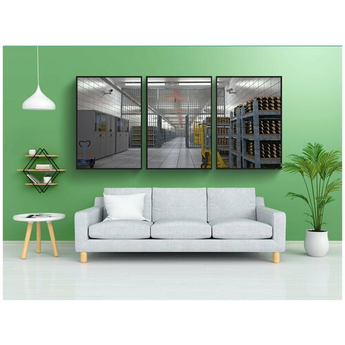 фото Набор модулных постеров для интерьера "склад, золото, золотой подшипник" 60x90 см. в тубусе, без рамки lotsprints