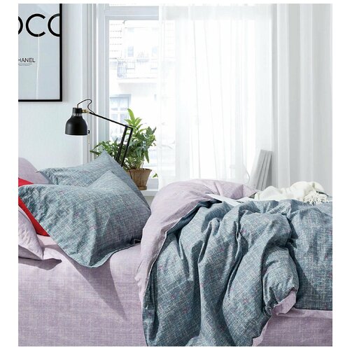 фото Комплект постельного белья семейный простыня на резинке, печатный сатин 1407-7/180 asabella