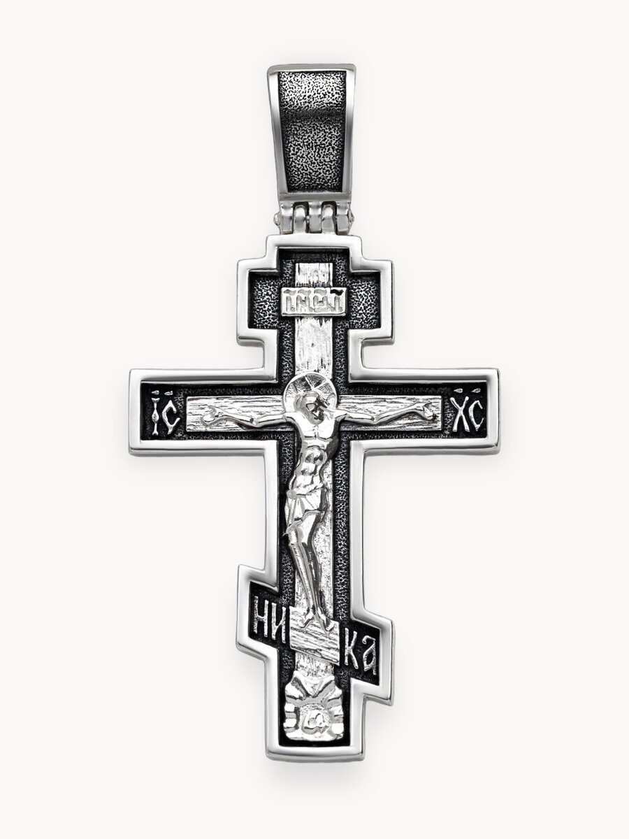 Крестик TOP CRYSTAL, серебро, 925 проба, чернение