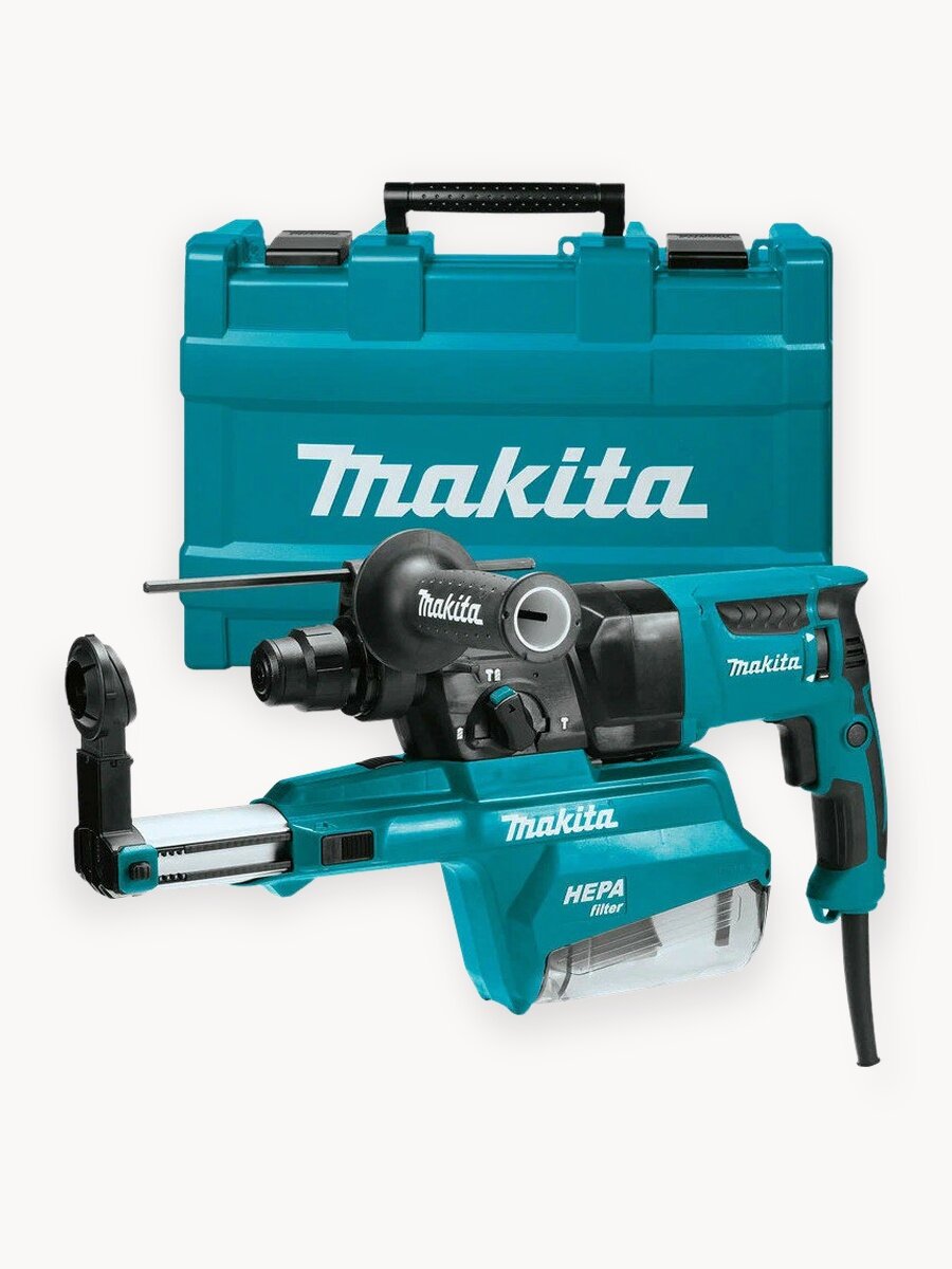 Перфоратор MAKITA HR2652, SDS+,800Вт,26мм,3реж,2.9Дж,0-4600у/м,3.0кг, система пылеудаления, кейс