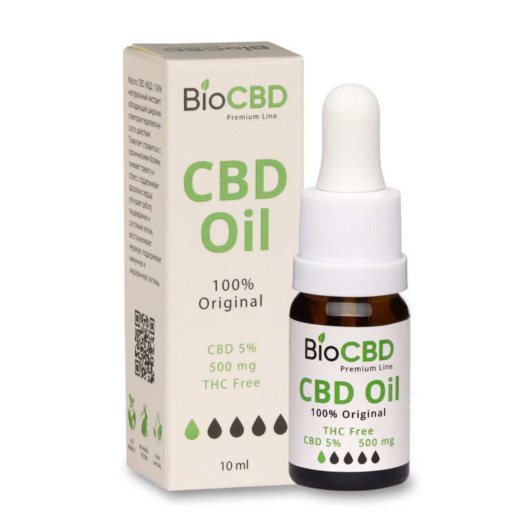CBD масло "BioCBD" Изолят, Конопляное масло КБД: 500мг 5% 10мл — фото 1