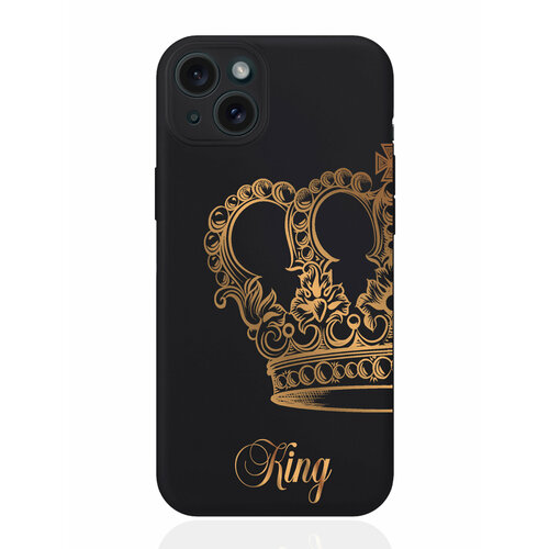 фото Чехол для смартфона iphone 15 plus черный силиконовый парный чехол корона king musthavecase