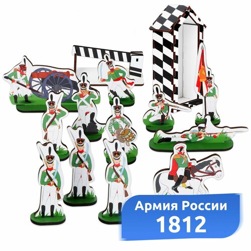 Солдатики фигурки наборы деревянные игрушки от MEGA TOYS коллекционная серия Кутузов 12 героев и 2 аксессуара фигурки военные 410₽