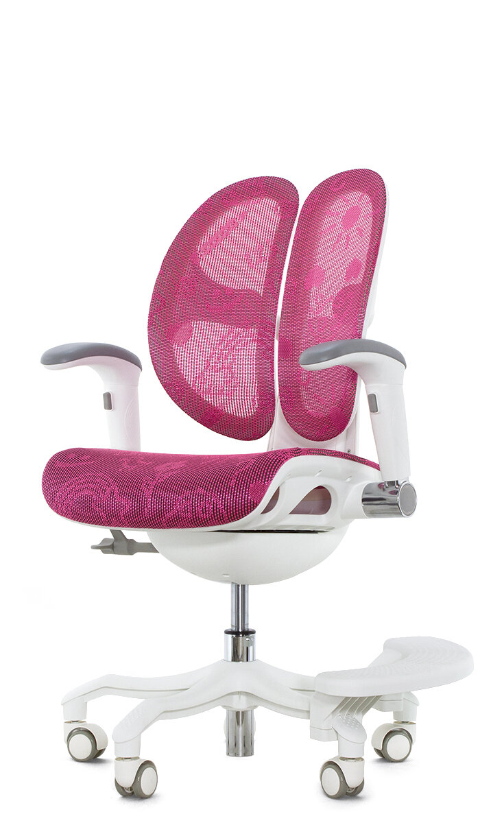 Детское эргономичное кресло EXPERT ORTO каркас светлый, сетка розовый