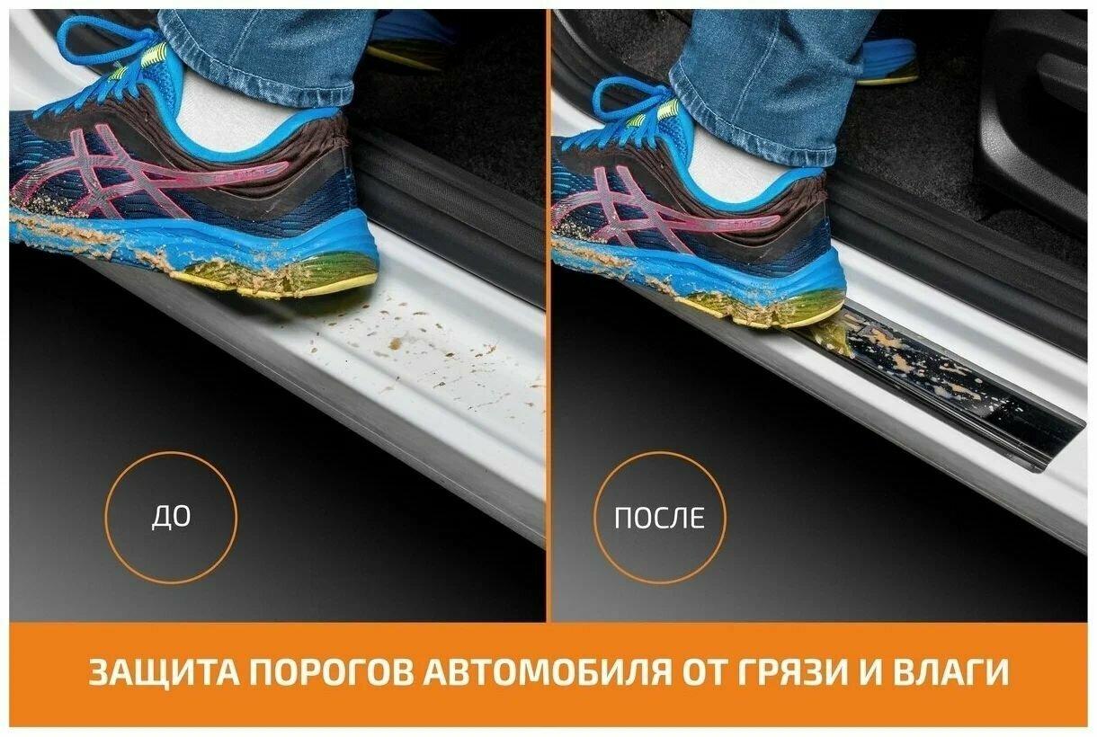 Накладки на пороги AutoMax для Lada Granta 2011-2018 2018-н. в, нерж. сталь, с надписью, 4 шт, AMLAGRA01 — фото 12