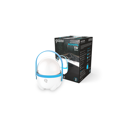 Фонарь кемпинговый Gauss модель GFL002 5W 380lm Li-ion 3600mAh диммируемый голубой LED 12040 GF002 7 шт 20550₽