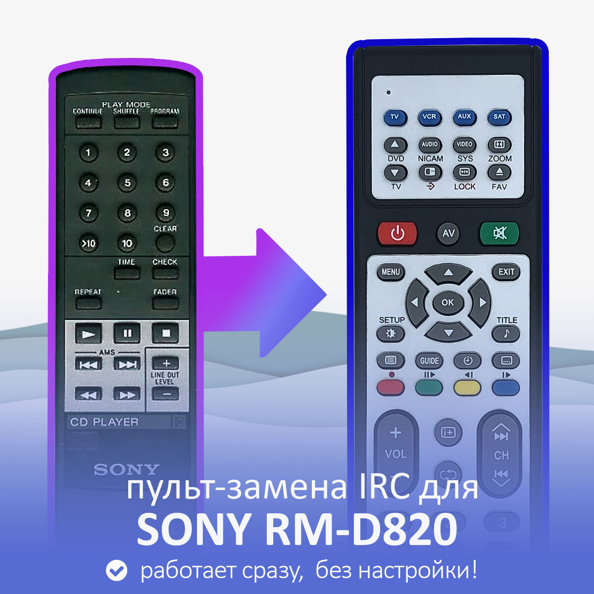 Пульт-замена для SONY RM-D820