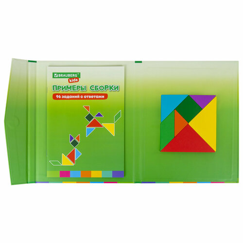 Упаковка 4 шт Головоломка развивающая деревянная Танграм на магнитах с примерами BRAUBERG KIDS 665260 1240₽