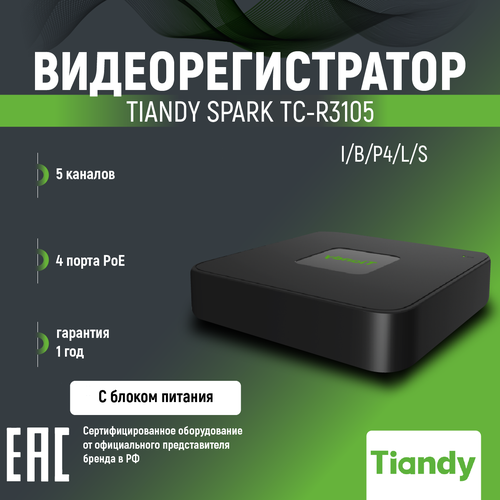 5-канальный IP видеорегистратор TIANDY TC-R3105