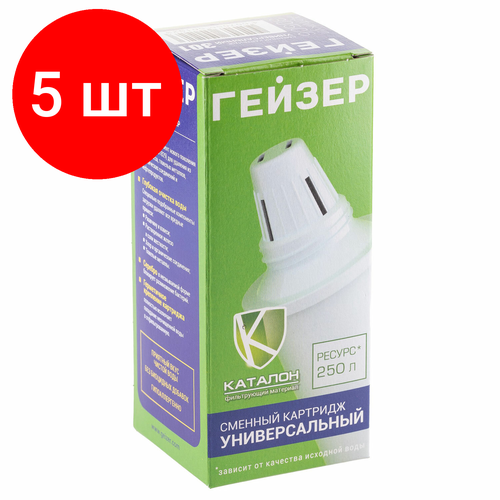 Комплект 5 шт, Сменный картридж ГЕЙЗЕР 301, универсальный, для фильтров Гейзер, 30506 кувшин гейзер аквариус белый картридж 501 картридж 301