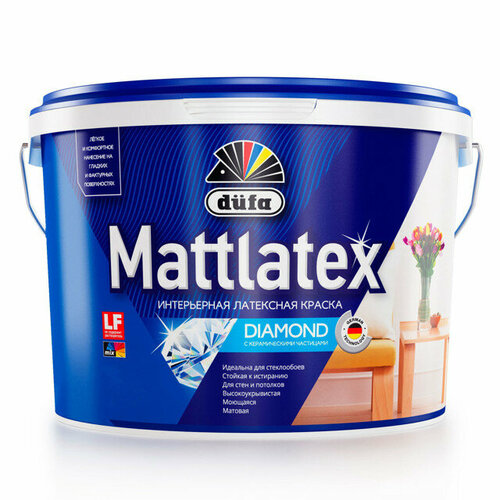 Краска в/д dufa mattlatex для стен и потолков 9л белая, арт. мп00-009473 краска д стен и потол матов бел 2 5 dufa mattlatex 247 10