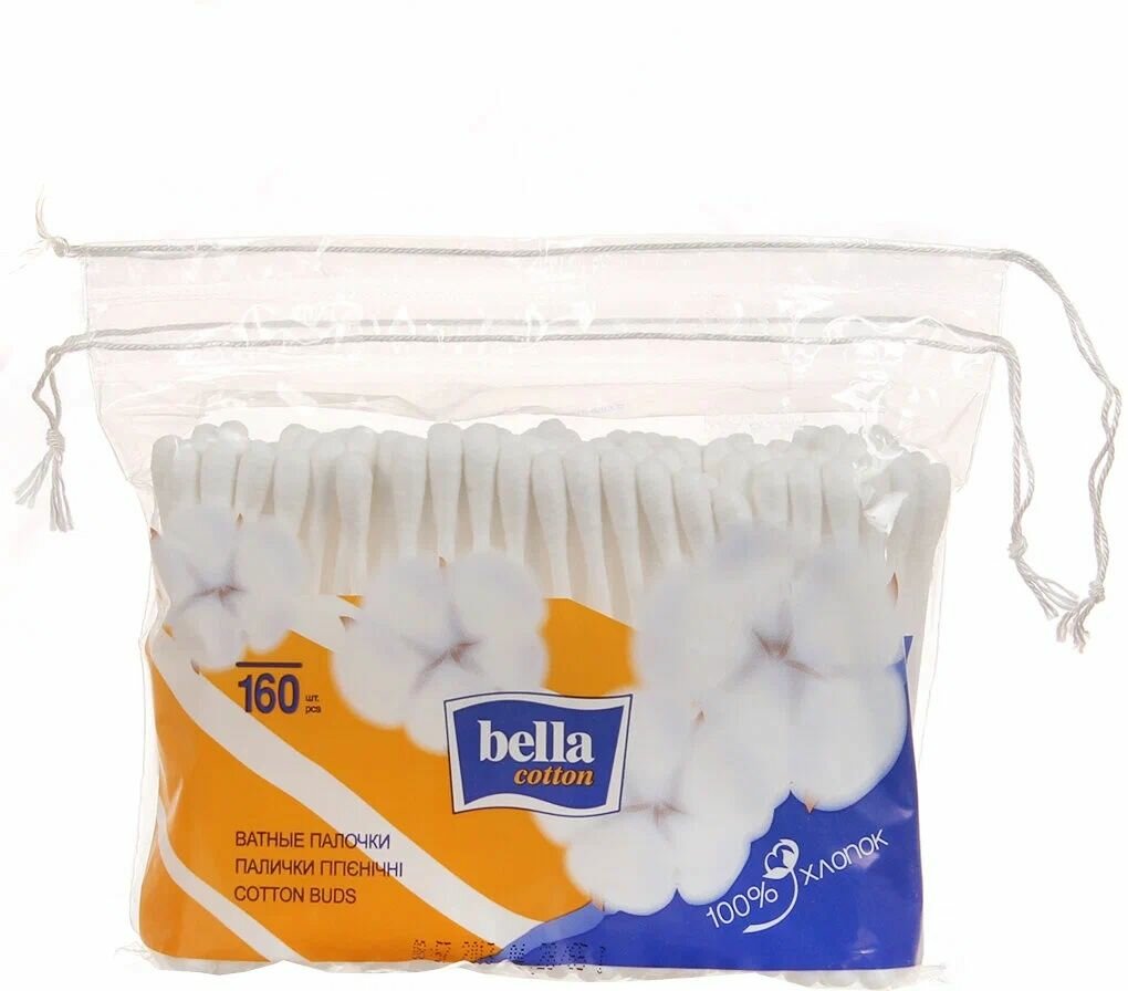 Ватные палочки BELLA Гигиенические, мягкая упаковка, 160 шт