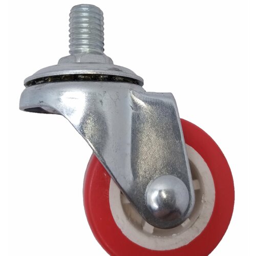 Колеса для мебели 38мм с ботом М10 красный пластик (ПВХ)