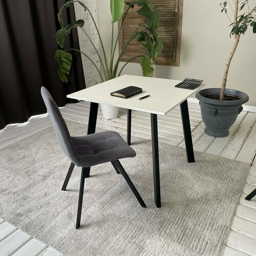 Игровой стол Ник Белый 80*80 см. Черные ножки