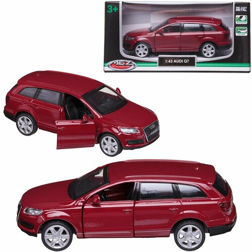 Машинка металлическая MSZ серия 1:43 Audi Q7 , цвет красный, инерционный механизм, WE-15946R