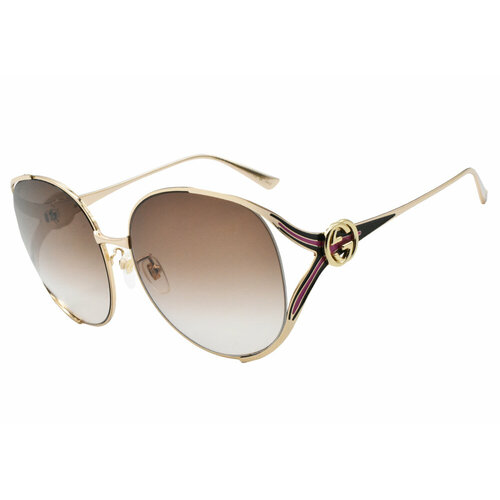 Солнцезащитные очки GUCCI GG0225S, золотой, коричневый