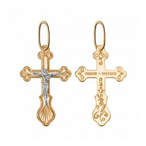 Крестик Tosya, красное, комбинированное золото, 585 проба