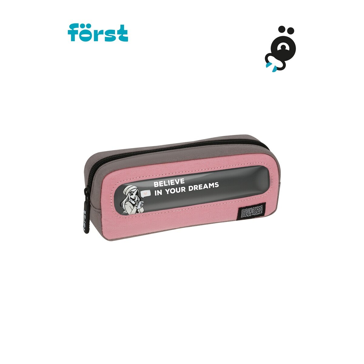 Пенал Forst "Pink Dreams", мягкий, с прозрачным окошком, 1 отделение, 205х80х50 мм, текстиль с ПВХ (FT-PM-040303)