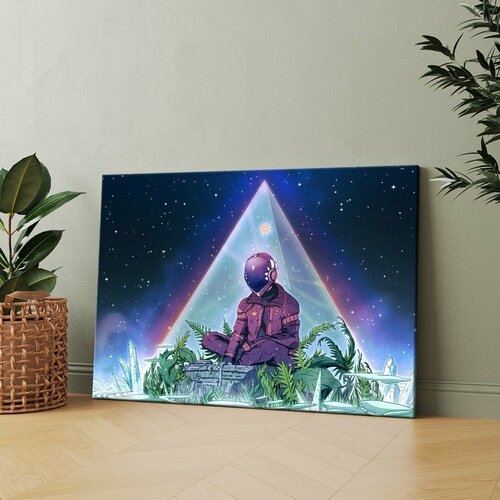 Картина на холсте Киберпанк в медитации в космосе 300 40x60 см Интерьерная на стену 1595₽