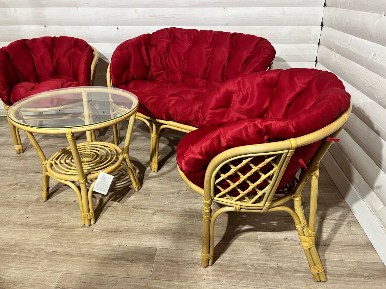Мебель "Багама" - натуральная мебель из ротанга бук с подушками красного цвета
