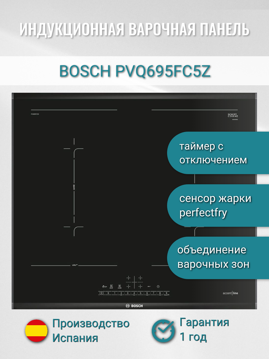 Индукционная варочная панель Bosch PVQ695FC5Z