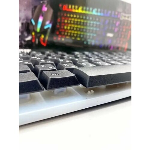 Клавиатура проводная + мышь, мембранная с подсветкой /Клавиатура для игры, для работы/+ RGB подсветка/черная