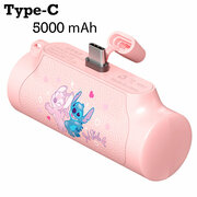 Внешний аккумулятор 5000 mAh Type-C, Powerbank Disney MINI (Розовый-Стич)