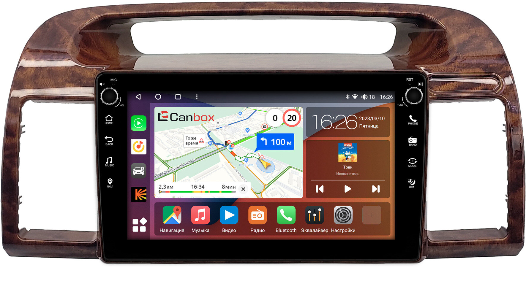 Штатная магнитола Toyota Camry XV30 2001-2006 (под дерево, тип 2) Canbox H-Line 7803-9-0643 Android 10 (4G-SIM, 4/64, DSP, IPS) С крутилками